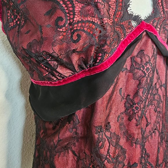 Moda International Top Lace Bustier Cami Spaghetti Strap Lace Red Women's Large - Picture 3 of 11